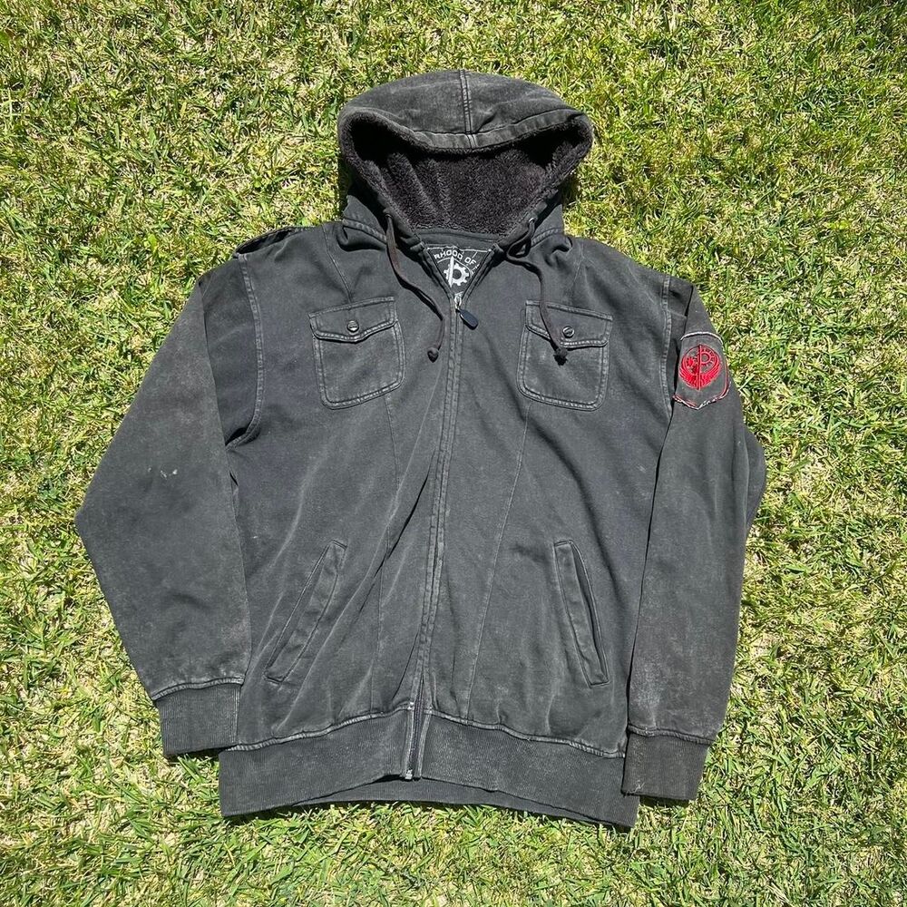Brotherhood of steel y2k zip up hoodie mens size L